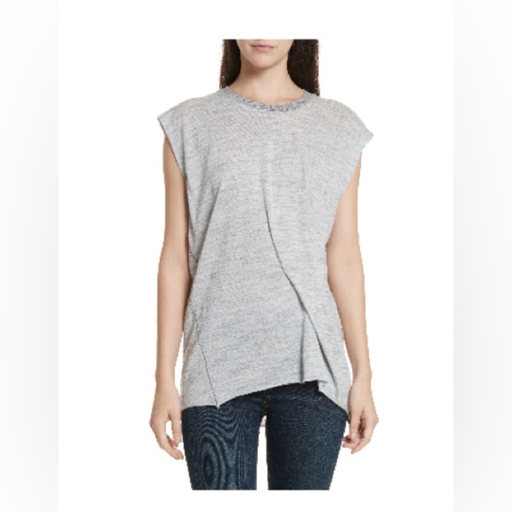 EUC Rag & Bone Gray Draped Front Tee Sz SP